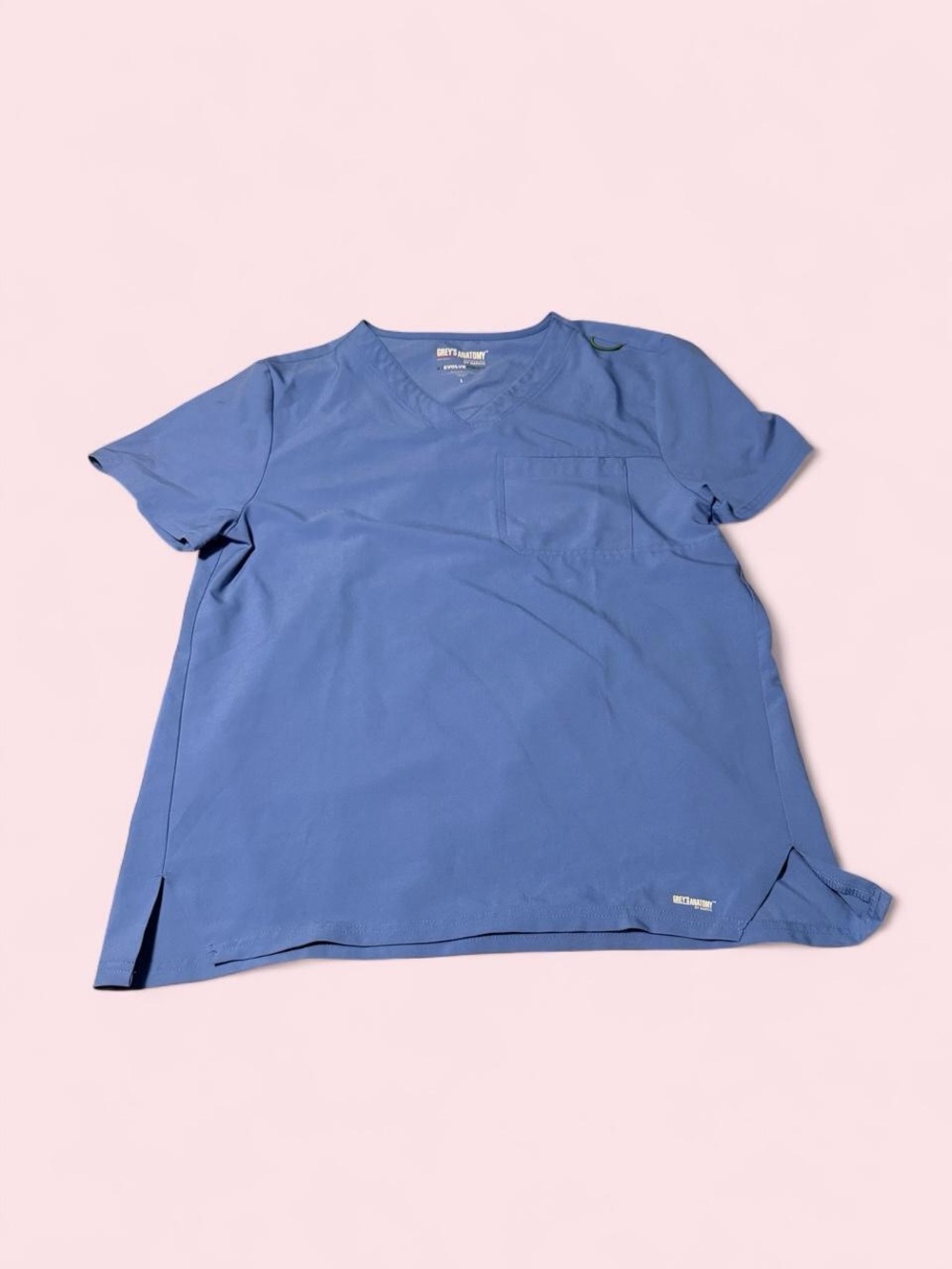 Grey's Anatomy Blue Women's V-Neck Scrub Top size large with evolve stretch